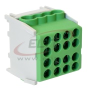 Main Terminal Block Al/Cu HLAK 25-1/6 M2, 2x 25/16mm²/ 6x 16/10mm², 130/100A 1000VAC/DC, 2.5/2Nm, TS35, Pollmann, green