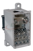 Distribution Block Al/Cu PVB 400-3/8, 185/185mm²/ 3x 35mm², 8x 16mm², 400A 1000VAC/DC, incl. markers, TS35, mounting plate, grey
