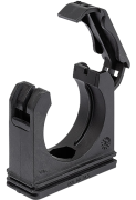 Conduit Clamp w. Cover RQS, D21.2mm, fixing ribs as strain relief, -40..120°C, polyamide PA6, HB (UL 94), black
