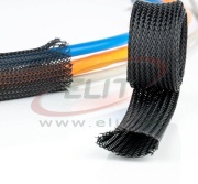 Braided Sleeving PG3, ø3..7mm, polyester PET HB, -50..150°C, HF, highly flexible, 100m/pck, black