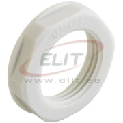 Locknut w. Flange Synthetic, PG29, wrench 46mm, thread 8mm, -30..100°C, PA6, HF, light grey