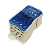Power Distribution Block Al/Cu, 185mm²|10Nm/ 2x35mm²|4Nm ^5x16mm²|2.5Nm ^4x10mm²|2Nm 400A 690VAC, TS35^mounting plate