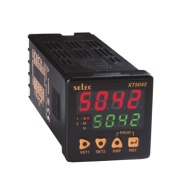 Digital Timer XT5042, count up/down, 7funct. 0..99.99s..9999h, SPST (2NO) 5A 250VAC/ 24VDC, pulse, gate start, 2x set point, reset| front, terminal, power interruption, LED display 2x4, sv 90..270VAC/DC, ■48x48/ □45x45mm, Selec