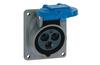 Panel-Mount Flange Socket Hypra, 1P+N+E 16A 250VAC, inclined, plastic, IP44, Legrand