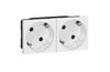 Socket Mosaic, mech.| 2x 2P+E 45° ^ shutters, 16A 250VAC, spring clamp, 4M, white