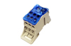 Distribution Block Al/Cu, 35mm²|4Nm, 16mm²|2.5Nm/ 6x16mm²|2.5Nm 125A 690VAC, TS35, mounting plate