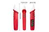 Digital Voltage Tester Pen, 12..1000VAC, flashlight, live detection, adj. sensitivity, sound ^light alarm, breakpoint testing, NCV induction detection, -10..50°C, 2x AAA batteries, red