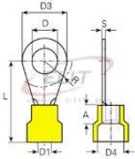 Kaabliking kraega R 5.3 g, 4..6mm² M5, ø5.3 L25.5, -25..75°C, PVC, 100pcs/pck, kollane