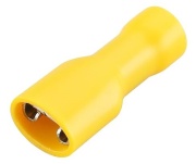 Juhtmehülss-pesa Con vv 6.3 g, PVC fully insulated, female, 4..6mm² 300V, tab 0.8x6.4mm| 648, -25..75°C, PVC, brass, 100pcs/pck, kollane