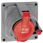 Panel-Mount Flange Socket w. Prisinter Hypra, 3P+N+E 32A 415VAC, plastic, IP44