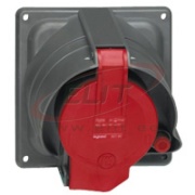 Panel-Mount Flange Socket w. Prisinter Hypra, 3P+N+E 63A 415VAC, plastic, IP44, Legrand