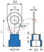 Kaabliking kraega R 4.3 b, 1.5..2.5mm² M4, ø4.3 L22, -25..75°C, PVC, 100pcs/pck, sinine