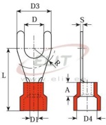 Kahvel-kaabliking kraega V 3.2 r, 0.5..1.5mm² M3, G3.2 L21, -25..75°C, PVC, 100pcs/pck, punane