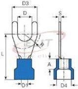 Kahvel-kaabliking kraega V 6.4 b, 1.5..2.5mm² M6, G6.5 L27.2, -25..75°C, PVC, 100pcs/pck, sinine