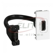 Pistikupesa Mosaic, mech.| HDMI 1.4 type A, preterminated, 1M, Legrand, valge