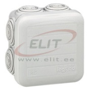 Plastkarp Plexo, 65Wx65Hx40D, 7glands ø4..20mm cable/tube, -25..40°C, PS, clippable cover, IP55 IK07, hall