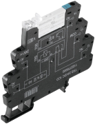 Releeliides TRS, 1CO 6A 250V, cv 24VDC, LED green, free-wheel diode, reverse polarity protection, W6.4mm, TS35