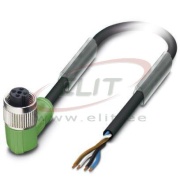 Sensor/actuator Cable SAC-4P-5.0-PUR/M12FR, M12 90° 4pin socket », 4A 250VAC/DC, -25..90°C, L5m PUR cable, IP68, Phoenix, black