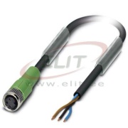 Sensor/actuator Cable SAC-3P-5.0-PUR/M8FS, M8 3pin socket », 4A 48VAC/ 60VDC, -25..90°C, L5m PUR cable, IP68, Phoenix, black