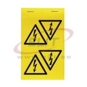 Kleebis Elektrioht, 75x75x75mm, isekleepuv, -45..80°C, 4ea/1pc| 10pc/1pck, yellow-black