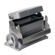 Base HDC 16B SDLU 2M25G, size 6, end-locking clamp, lower side, w. cover, diecast alumiinium, -40..125°C, 2x M25, IP65, Weidmüller