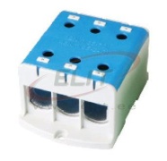 Hargnemisklemm Al/Cu UK240/3N, 1P (6holes) 35-240mm² 760/850A 1000VAC/ 1500VDC, Hex8 26Nm 35..120mm²/ 46Nm 150..240mm², panel mount, MaxPro, sinine