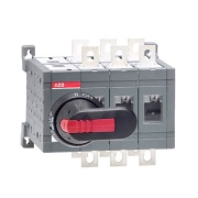 OT160E03CP| Change-over Switch, 90kW 160A 3x 415VAC, incl. piston handle (IP65), shaft (161mm), bolt set, padlockable (OFF), door interlock (I-II, padlocked)