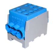 Hargnemisklemm Al/Cu HLAK 35-1/4 M2, 2x 35/25mm²/ 4x 25/16mm², 160/125A 1000VAC/DC, 3.5/2.5Nm, TS35, Pollmann, sinine