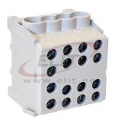 Hargnemisklemm Al/Cu HLAK 35-1/6 M2, 2x 35/25mm²/ 6x 25/16mm², 160/125A 1000VAC/DC, 3.5/2.5Nm, TS35, Pollmann, hall