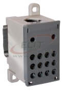 Jaotusklemm Al/Cu PVB 160-12, 95/150mm²/ 12x 16mm², 160A 100VAC/DC, kompl. markerid, TS35, paigaldusplaat, Pollmann, hall