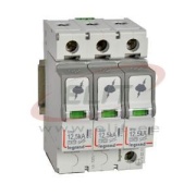 Liigpingepiirik, 3P, T1+T2, Uc 320VAC, impulse current (10/350μs) Iimp 12.5kA, discharge current (8/20μs)| Imax 60kA, In 25kA, 4..35mm², abikontakt, TNC, Legrand