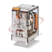 Relay 55.32, 2CO (2PDT) 10/20A 250/400VAC, cv 60VAC, lockable test button ^flag indicator, PCB mount ^TS35 sockets (94.P4/02/04/54/72/74/82/84.2/92.3/94.3)