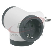 Jätkupesa, T-kujuline 3x 2P+E Schuko 16A 230V, 3680W Legrand, valge-tumehall