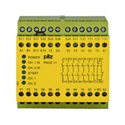Safety Relay PNOZ 11, input 1/2-ch., output 7NO, 1NC, 1SC, 24VAC/DC, auto/man/monitored start, monitoring of e-Stop, safety gate, light grid