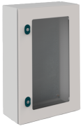 Metallkilp E COR, 400Wx300Hx200D, läbipaistev uks, paigaldusplaat, 1x läbiviiguplaat 310x110, 1lukk ø3mm kaksikhammasvõti, C3M| epoksüvaigu kiht, IP66 IK10, Nema4, hall