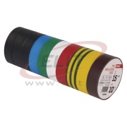 Isoleerteip, 15mm x 10m, dielectric strength 40 kV/mm, PVC, UV resistant, water resistant, -25..90°C, 10 pcs. mix, Emos