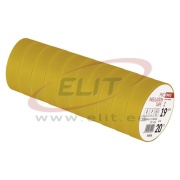 Isoleerteip, 19mm x 20m, dielectric strength 40 kV/mm, PVC, UV resistant, water resistant, -25..90°C, kollane, Emos