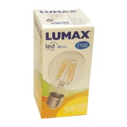 LED Lamp 6W 3000K 550lm A60 E27, klaas, Lumax
