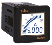 Digi-ampermeeter MA501, 4digits LCD backlight, analog bargraph indication, 1Ø-2wire, 0..5AAC (5..5000A), sv 240VAC ±20%, ■52x52/ □46x46mm, IP65