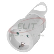 Jätkupesa, 2P+E Schuko 3680W 16A 250V, küljesangaga, otse, IP20, valge, Emos