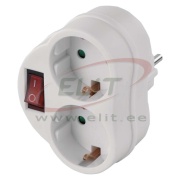 Jätkupesa lülitiga, 2x 2P+E Schuko 16A 250V, 3680W, valge, Emos