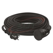 Ilmastikukindel pikendusjuhe 20m pistikuga, jätkupesa klapiga 1x 2P+E Schuko 16A 250V 3680W, kaabel neopreen H07RN-F3G 1,5 mm2, IP44, must, Emos