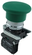 e-Stop surunupp , D40 green mushroom, turn » release, ø22.5mm, 1NO 10A 250VAC, IP40