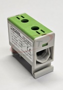 Hargnemisklemm Al/Cu TBA, 1P (2holes) 2.5-50mm² 145/160A 1000VAC/1500VDC, 35mm DIN-rail, Koral, green