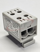 Hargnemisklemm Al/Cu TBA, 1P (4holes) 2.5-50mm² 290/320A 1000VAC/1500VDC, 35mm DIN-rail, Koral, grey