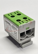 Hargnemisklemm Al/Cu TBA, 1P (4holes) 2.5-50mm² 290/320A 1000VAC/1500VDC, 35mm DIN-rail, Koral, roheline