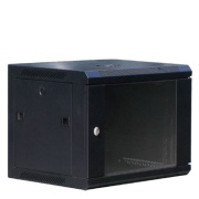 Seadmekapp 19in, 9U 600Wx500Hx500D, klaasuks, eemaldatav külgsein, paigaldus seinale, flat-pack, must