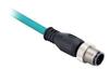 EtherNet Cable 1585, M12 90° plug » flying leads, 4 conductors, 100BASE-TX, 100Mbit/s, Robotic TPE, Flex Rated, 5m, Allen-Bradley, teal