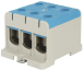 Hargnemisklemm Al/Cu UK150/3N, 1P (6holes) 35-150mm² 580/640A 1000VAC/ 1500VDC, Hex6 14Nm 25..50mm²/ 35Nm 70..150mm², TS35/ panel mount, MaxPro, sinine