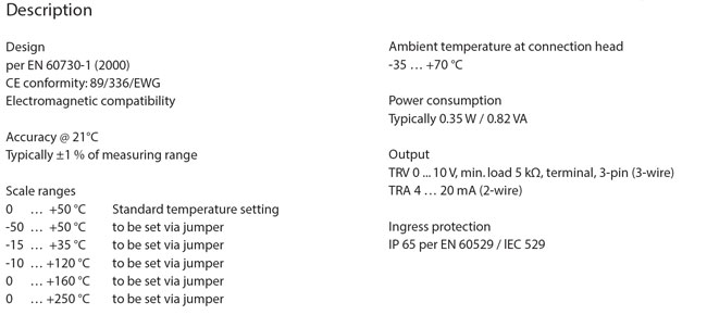 Immersion temperature transducer